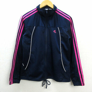 Z#ADIDAS/ Adidas CLIMA365 UVCARE training jersey JKT# navy blue [ lady's L]LADIES/211[ used ]