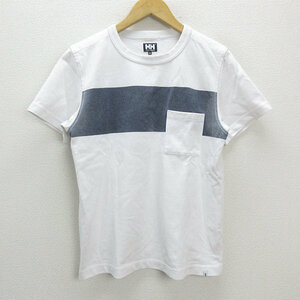 y■HHヘリーハンセン/HELLY HANSEN S/S One Border TeeワンボーダーTシャツ■白【メンズM】MENS/114【中古】