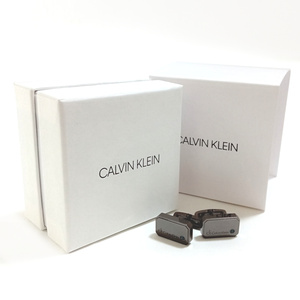 【ckc25】新品　CALVIN KLEIN カルバンクライン　カフス　カフリンクス　ガンメタ　ブルーストーン