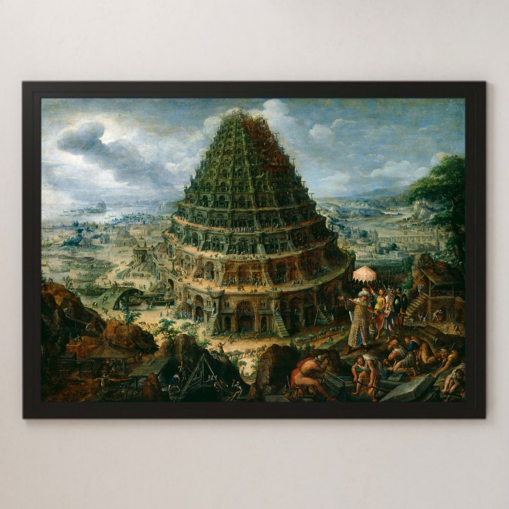 Falkenborg's Tower of Babel Pintura Arte Póster Brillante A3 Bar Café Interior Clásico Cristianismo Pintura Religiosa Antiguo Testamento Génesis, residencia, interior, otros