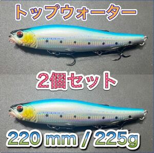 ビッグベイト トップウォーター220mm/125g ブルー　2個 輸入釣具　メガドッグ、アマゾンペンシル好きブラックバス、シーバス