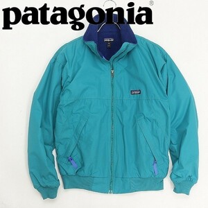 【T495】USA製●90's patagonia / パタゴニア 91年製 28131 裏地フリース ナイロン シェルド シンチラ ジャケット エメラルドグリーン S