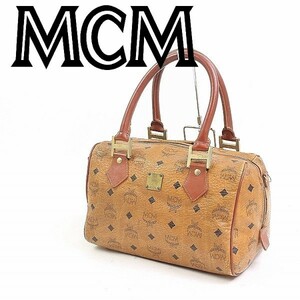 ● MCM / MCM Visetos Pattern Leather Mini Boston Handbag Brown E, MCM, Bag, Bag
