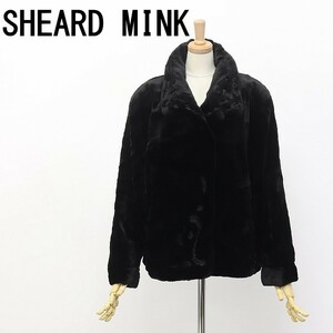 ◆OS FUR 毛皮 シェアード ミンク ワイドカラー ショート コート ブラック