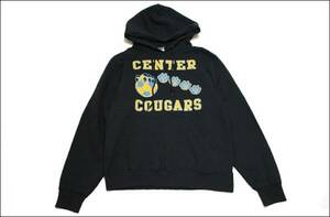 【S】 JERZEES スウェット パーカー 黒 CENTER COUGARS カレッジ プリント ジャージーズ ビンテージ ヴィンテージ USA 古着 オールド GA212