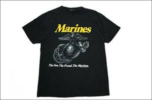 90's U.S.Marines Tシャツ 黒 プリント 米軍 USM ビンテージ ヴィンテージ USA 古着 オールド IB205