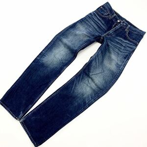 リーバイス ★ LEVIS 533 脚長でキレイなシルエット♪ ストレート デニムパンツ ブルー ジーンズ 色濃いめ W29 アメカジ 古着MIX■Ja2729