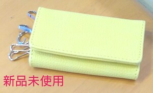 キーケース レザー調 イエロー 金運【新品未使用】