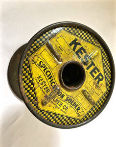 #393c_KESTER Specification Solder_Rosin Core 66_黄色缶 1930～40年代アールデコ_2.0mm★ロック音楽とギター配線に最高！ 1m売り