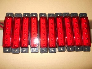 ★ 送料無料★ 新品:赤色/レッド 汎用 サイドマーカー車高灯 ランプ 6LED 10個セット 24V デコトラ 6LED-赤 【A-2】