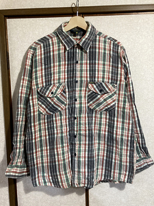 ★【OSH KOSH B'GOSH：オシュコシュ ビゴッシュ】チェック柄 長袖ネルシャツ キャンプ アウトドア sizeS/灰×緑×茶×白系