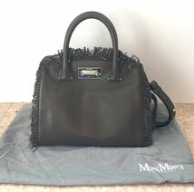 値下★MaxMara マックスマーラ・イタリア製★フリンジ・レザー・2way・トート・バッグ_画像2