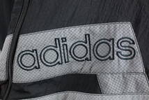 80'S adidas アディダス フルジップ ナイロンジャケット(XL)ブラック×グレー ウィンドブレーカー ブルゾン_画像3