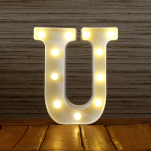 マーキーサイン アルファベット ( U ) LED ライト ランプ 数字 記号 文字 電池式 照明 飾り 光 装飾 誕生日 結婚式 パーティー サプライズ