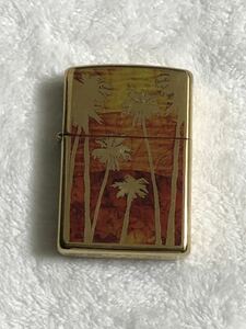 ZIPPO ジッポー ジッポライター ジッポ 金色　ゴールド　ブラス　brass ヤシの木　2017年製　未使用品