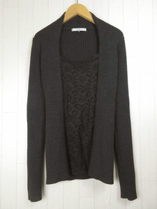  Anne shunt man ENCHANTEMENT...? knitted sweater wool li brace switch long sleeve charcoal gray 40