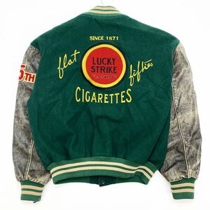  супер редкий редкость Lucky Strike LUCKY STRIKE кожа × melt n. Logo вышивка нашивка рукав кожа куртка 125 годовщина L обратная сторона стеганое полотно #EE118