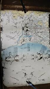  старая карта .. уезд много старый Meiji Chiba префектура японская бумага повреждение много карта материалы 42×27cm