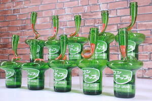 一輪挿し 10本セット 花瓶 サンアップ瓶 変形花瓶 SAN UP DRINK グリーン レトロ瓶 変形一輪挿し花瓶 10個セット■(Z2393)