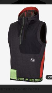 NIKE ナイキ ノースリーブ フリース パーカー ベスト フード付き サーマ ブラックヘザー スウェット ジャケット CV7742-032 L 送料 込み