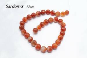 [*EA143-12] natural stone sardonyx 12mm. sale 1 ream approximately 38cm Power Stone ream [ postage nationwide equal 198 jpy ]