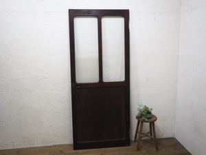 タY0979◆【H178cm×W76cm】◆アンティーク◆レトロな洋館ガラス古い木製ドア◆古建具ガラス戸門扉カフェ喫茶店舗什器雑貨屋撮影L下