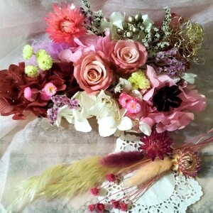プリザーブドフラワー、ドライフラワー、花材 バイカラー薔薇