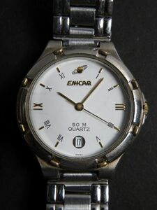 エニカ ENICAR クォーツ 3針 デイト 男性用 メンズ 腕時計 Q894 稼働品
