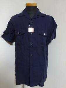  unused tag attaching United Arrows flax 100% short sleeves shirt navy color S regular price 12000 jpy 