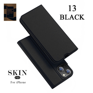 iPhone 13 アイフォン1３ケース ブラック 手帳型 PUレザー カード収納 スタンド機能 指紋防止 耐衝撃 箱入り プレゼント
