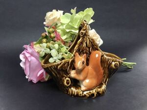 英国ヴィンテージ ◆ シルバック　リスのミニ花瓶　ミニフラワーベース