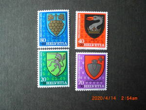 スイスの紋章ーカドロ市ほか　４種完　未使用　1979年　スイス共和国　VF/NH　児童福祉切手