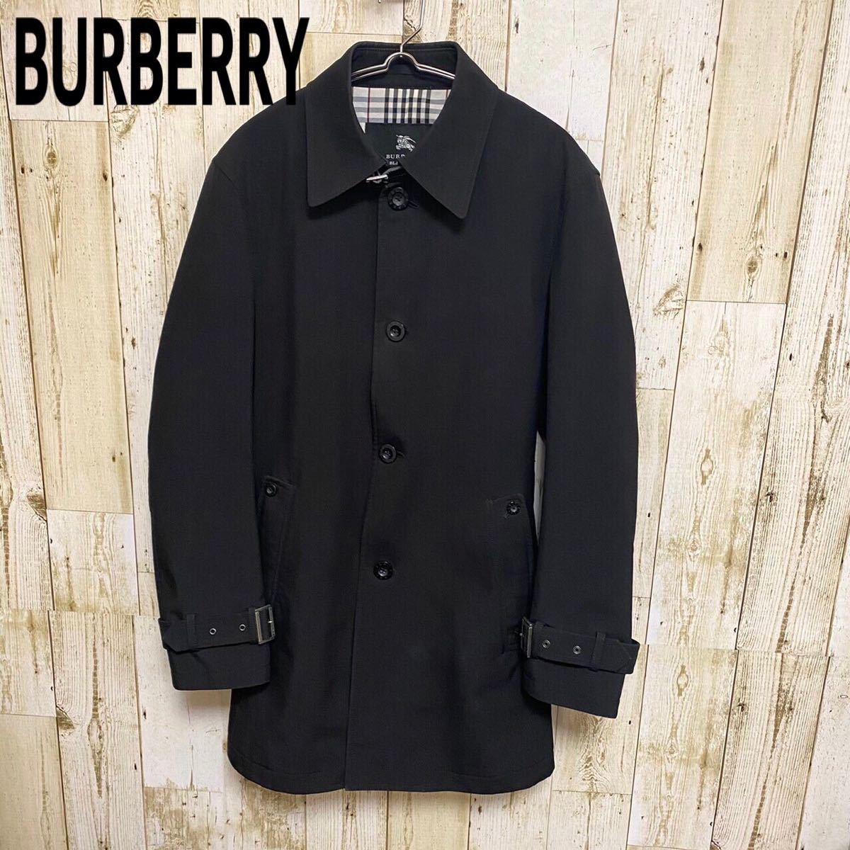 aw11. BURBERRY BLACK LABEL ステンカラーコート 黒-