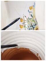 イタリア製 フラワーベース 花器 陶器 Imported By Plum [ 直径約25cm 高さ43.5cm ] 花瓶 管理75786_画像9
