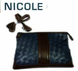 新作NICOLEニコル★イントレチャート2WAYクラッチバッグnavy