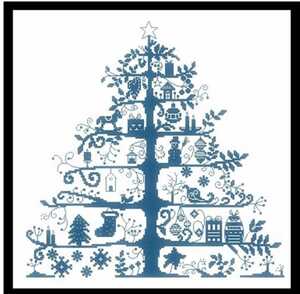 クロスステッチキット クリスマスツリー 一色刺し 38×37cm 刺繍 ホワイト