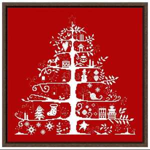 クロスステッチキット クリスマスツリー 一色刺し 14CT 38×37cm 刺繍 赤
