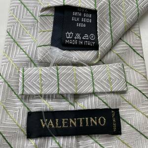 VALENTINO(ヴァレンティノ) 白ホワイト緑グリーンストライプネクタイ