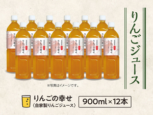 無加糖・無添加 果汁100%りんごジュース【りんごの幸せ・900ml 12本入】