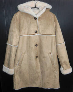  прекрасный товар обычная цена 2.2 десять тысяч ROSE BUD COUPLES Rose Bud LC-15204 HOOD LONG GOWN COAT обратная сторона боа f- Delon g свободная домашняя одежда пальто F