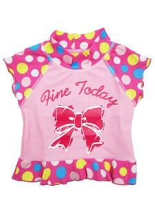  Rush Guard Kids swimsuit girls girl French sleeve 90cm ribbon pattern pink postage 250 jpy 