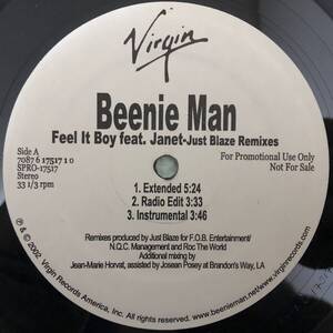 US PROMO ONLY / REGGAE / BEENIE MAN FEAT JANET / FEEL IT BOY プロモオンリーJOINT CUSTODY REMIX / JUST BLAZE REMIX / 2002