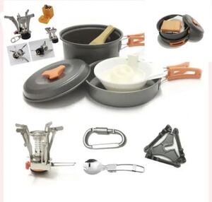 調理セット登山用鍋 収納袋付き 2-3人 キャンプ用食器 キャンプクッカーセット