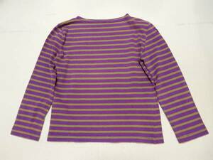 「送料無料」ルミノア：Le Minor：フランス製♪紫×カーキボーダー：バスクシャツ*サイズ１・セントジェームス