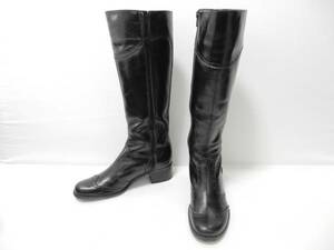  beautiful goods *Fin* fins! black : leather long boots * size 22.5