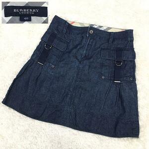 BURBERRY LONDON Burberry London linen miniskirt Denim indigo check lady's size 40 three . association 