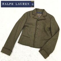 RALPH LAUREN ラルフローレン ジャケット ウール レディース サイズ9号 日本製 カーキ ポケットしつけ糸あり_画像1