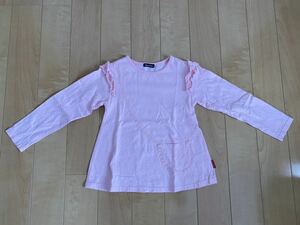 【110cm】★moujonjon ムージョンジョン キッズ トップス 女の子用 ポケット付長袖Tシャツ★