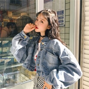 Paypayフリマ 新品レディース デニムジャケット Gジャン コーデ ブルー系春夏秋ゆったり Paypayフリマ 新品レディース デニムジャケット Gジャン コーデ ブルー系春夏秋ゆったり