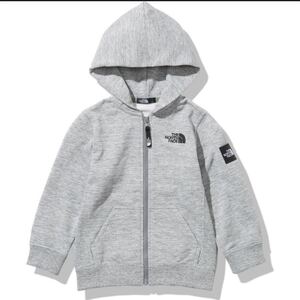 新品 ザノースフェイス 21秋冬 スクエア ロゴ フルジップ) キッズ 130 ミックスグレー フルジップパーカー